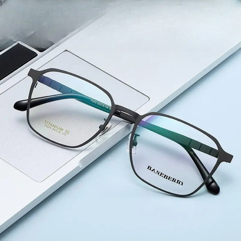 Unisex Square Full Rim Titanium Prescription Glasses 71075 — view 1 | Rx Spectacle