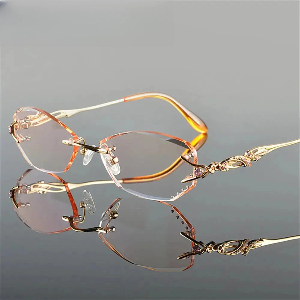 Women's Oval Rimless Titanium Prescription Glasses 28036 — view 1 | Rx Spectacle