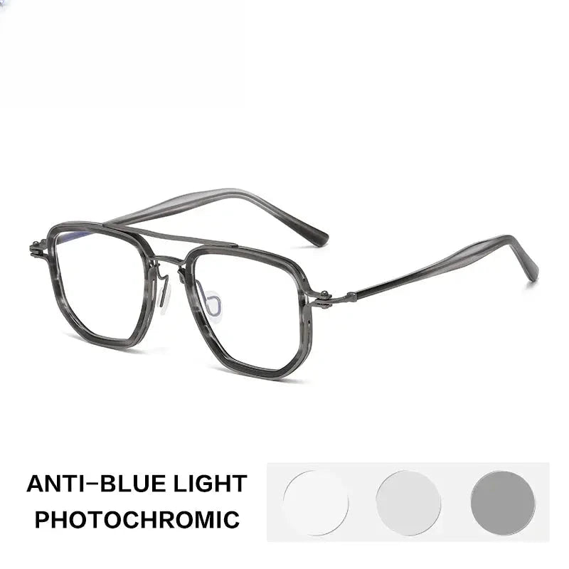 Unisex Square Full Rim Titanium Reading Glasses 58768 — view 5 | Rx Spectacle