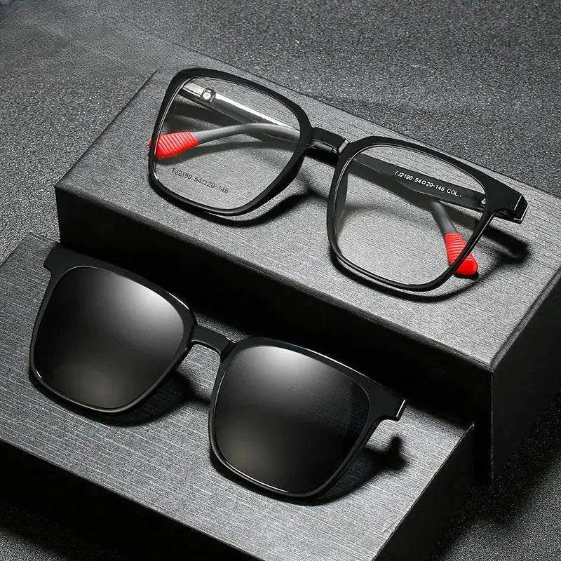 Unisex Square Full Rim Titanium Clip-On Prescription Glasses 21907 — view 1 | Rx Spectacle
