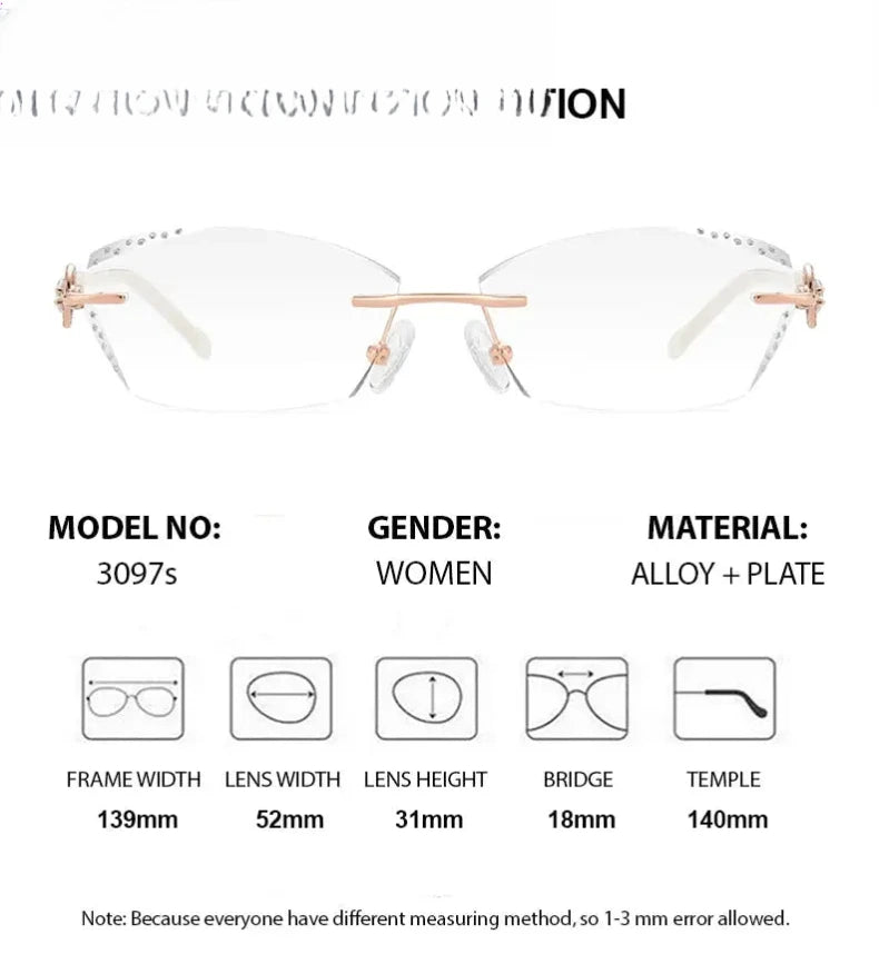 Women's Oval Rimless Titanium Prescription Glasses 90375 — view 2 | Rx Spectacle