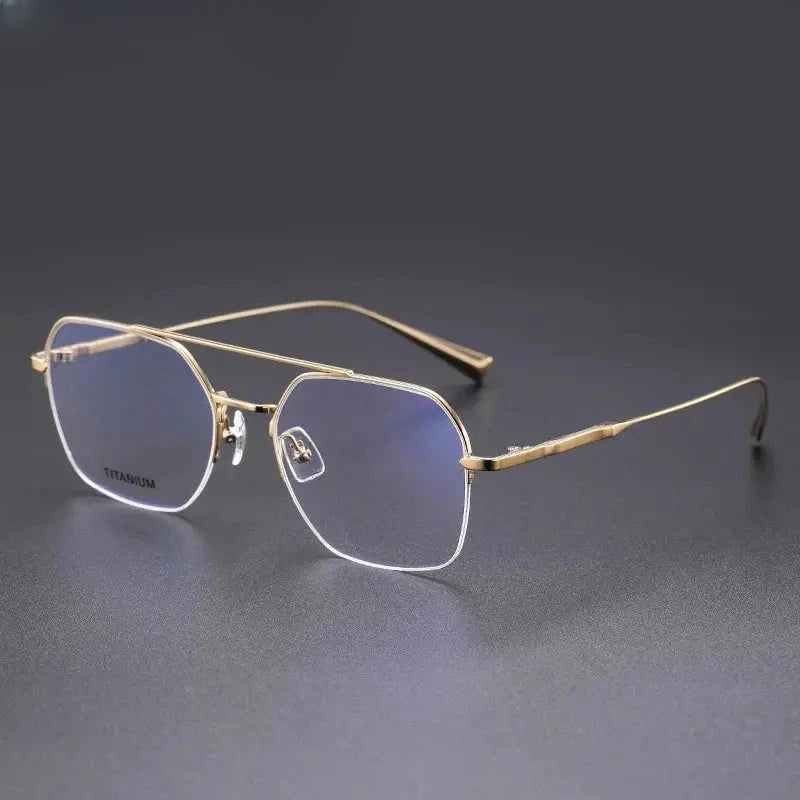 Men's Square Full Rim Titanium Double Bridge Prescription Glasses 305228 — view 3 | Rx Spectacle