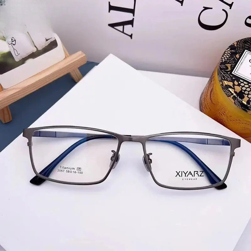 Unisex Square Full Rim Titanium Oversized Prescription Glasses 882057 — view 5 | Rx Spectacle