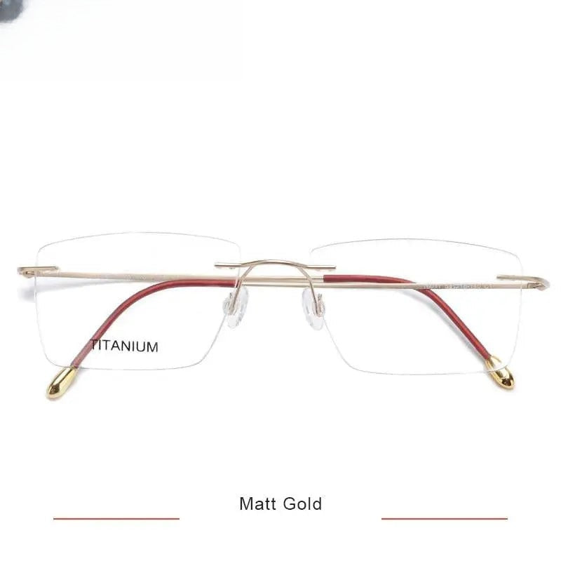 Unisex Square Rimless Titanium Prescription Glasses Kr16011 — view 5 | Rx Spectacle