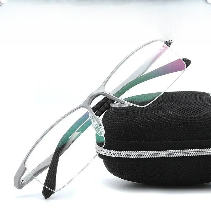 Men's Rectangular Semi-Rimless Alloy Prescription Glasses Lp6236 — view 1 | Rx Spectacle