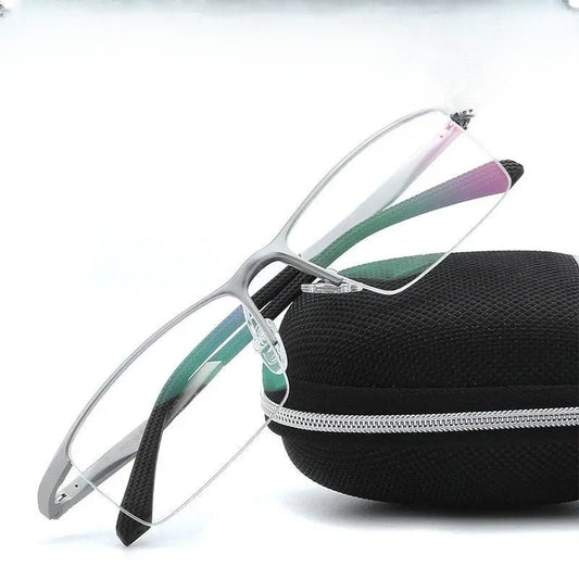 Men's Rectangular Semi-Rimless Alloy Prescription Glasses Lp6236 — view 1 | Rx Spectacle