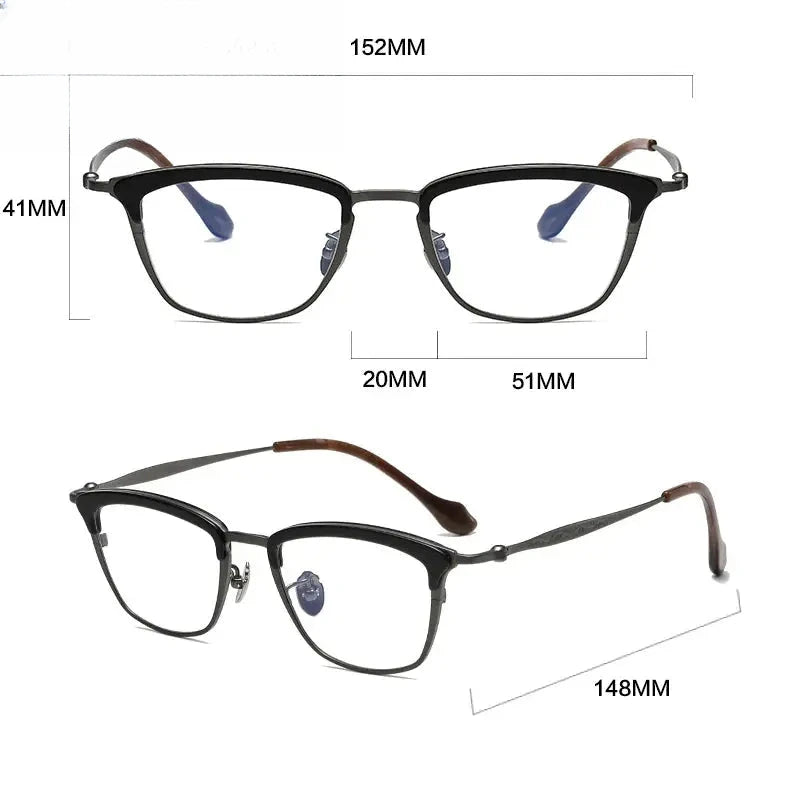 Unisex Browline Full Rim Titanium Prescription Glasses Gxyj1460 — view 5 | Rx Spectacle