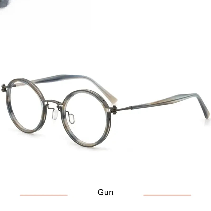 Unisex Round Full Rim Titanium Prescription Glasses 55862 — view 7 | Rx Spectacle