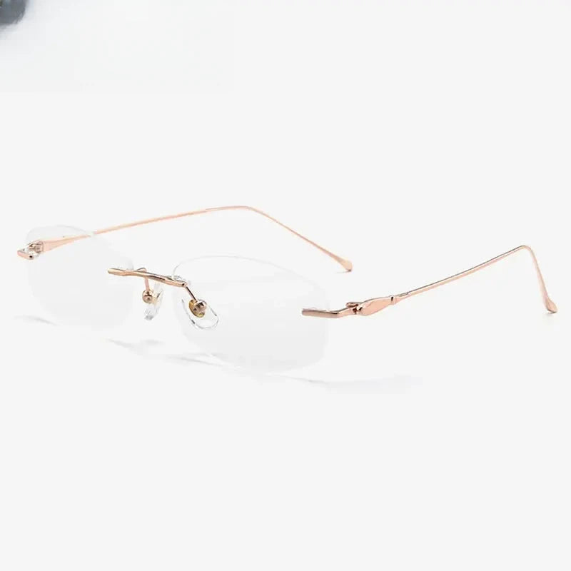 Women's Square Rimless Titanium Prescription Glasses 408145 — view 6 | Rx Spectacle