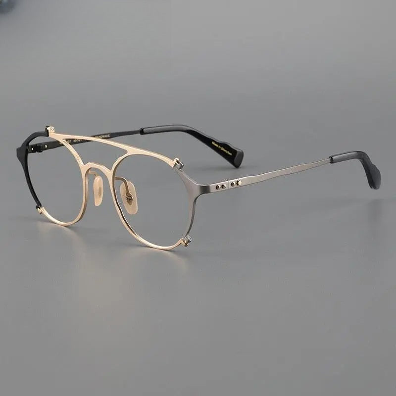 Unisex Round Full Rim Titanium Double Bridge Prescription Glasses Gxyj1026 — view 2 | Rx Spectacle