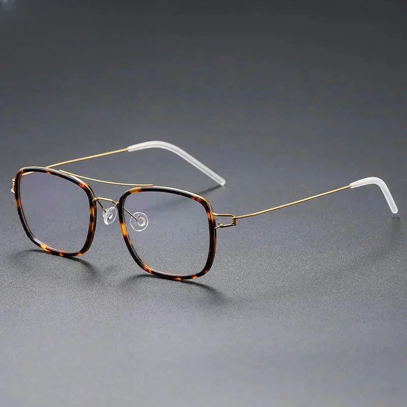 Women's Square Full Rim Titanium Double Bridge Prescription Glasses 51138 — view 9 | Rx Spectacle