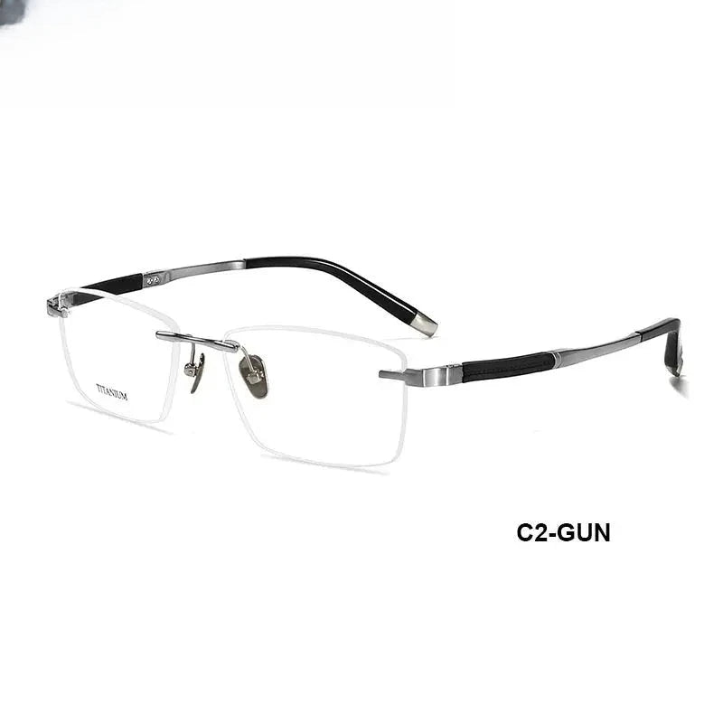 Women's Square Rimless Titanium Prescription Glasses 90584 — view 5 | Rx Spectacle