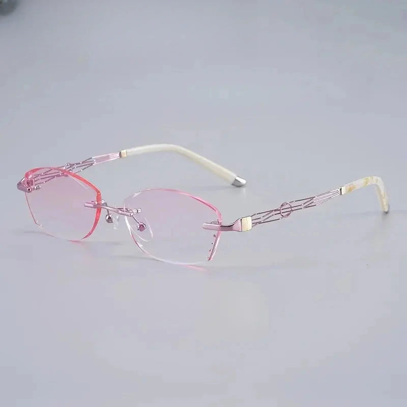 Women's Oval Rimless Titanium Prescription Glasses 658072 — view 5 | Rx Spectacle