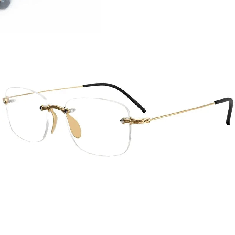 Men's Polygon Rimless Titanium Prescription Glasses 316077 — view 1 | Rx Spectacle