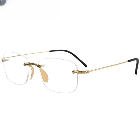 Men's Polygon Rimless Titanium Prescription Glasses 316077 — view 1 | Rx Spectacle