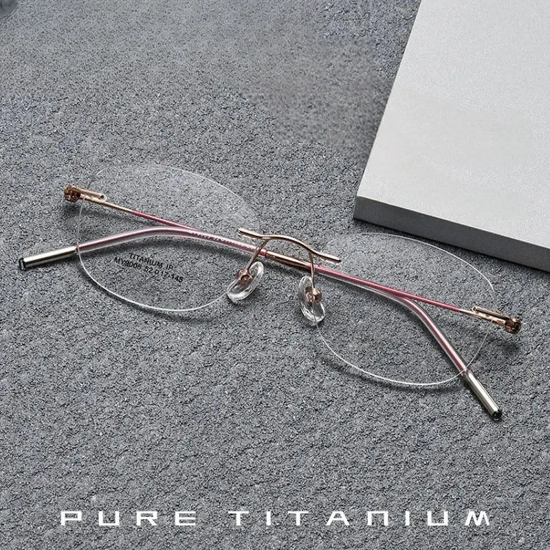 Women's Oval Rimless Titanium Prescription Glasses 69005 — view 1 | Rx Spectacle