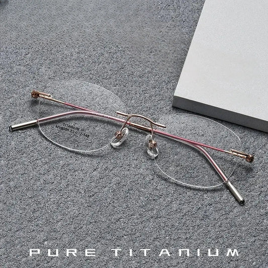 Women's Oval Rimless Titanium Prescription Glasses 69005 — view 1 | Rx Spectacle