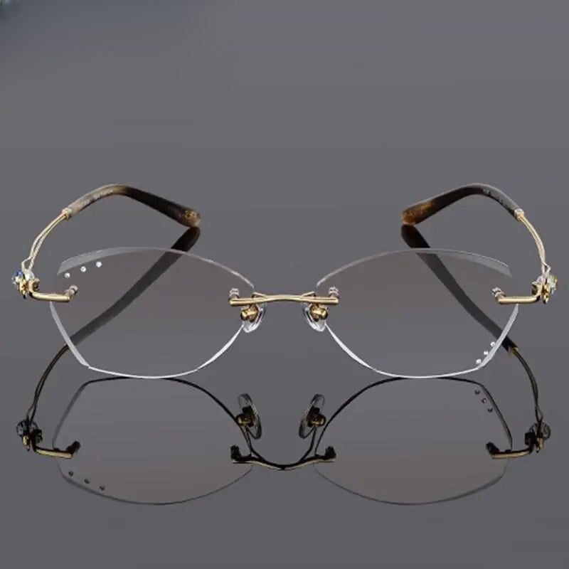 Women's Oval Rimless Titanium Prescription Glasses 1337 — view 2 | Rx Spectacle