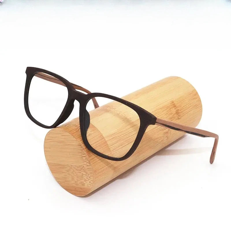 Unisex Square Full Rim Wood Prescription Glasses 48082 — view 1 | Rx Spectacle