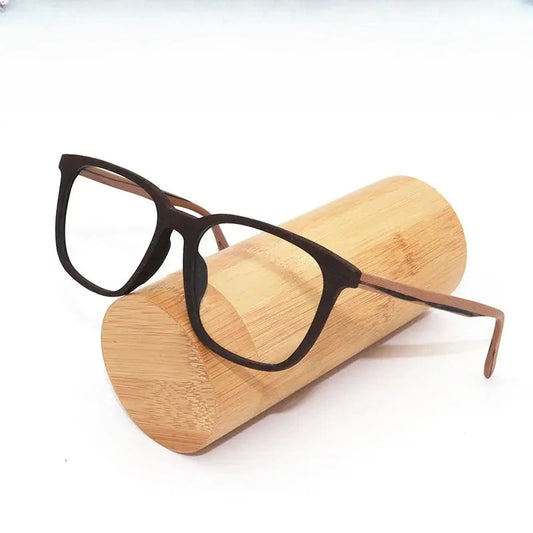 Unisex Square Full Rim Wood Prescription Glasses 48082 — view 1 | Rx Spectacle