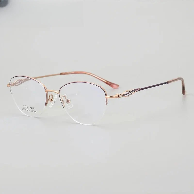Unisex Oval Semi-Rimless Titanium Prescription Glasses 33001 — view 1 | Rx Spectacle