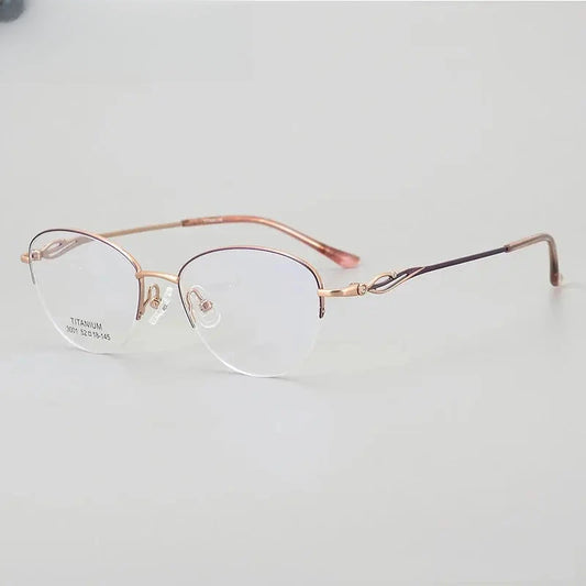 Unisex Oval Semi-Rimless Titanium Prescription Glasses 33001 — view 1 | Rx Spectacle