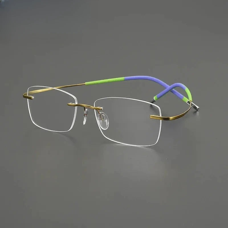 Unisex Square Rimless Titanium Prescription Glasses G85899 — view 3 | Rx Spectacle