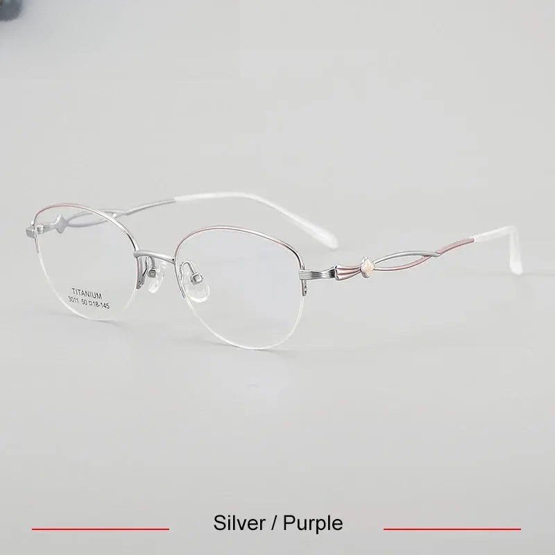 Women's Oval Semi-Rimless Titanium Prescription Glasses 63011 — view 7 | Rx Spectacle