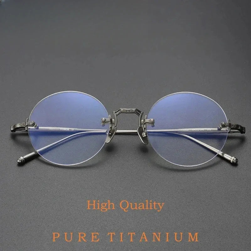 Unisex Round Rimless Titanium Prescription Glasses 10122 — view 1 | Rx Spectacle