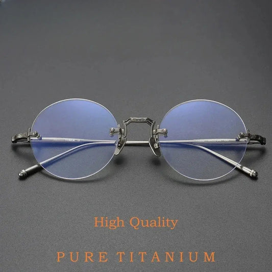 Unisex Round Rimless Titanium Prescription Glasses 10122 — view 1 | Rx Spectacle