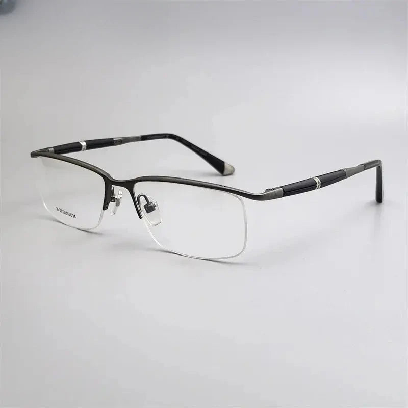 Unisex Browline Semi-Rimless Titanium Prescription Glasses 819812 — view 1 | Rx Spectacle