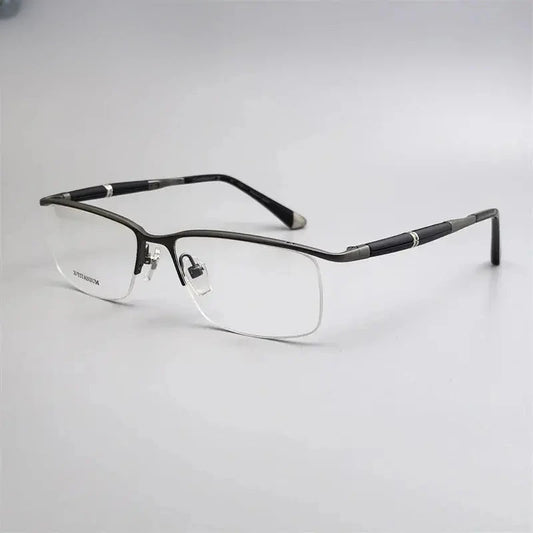 Unisex Browline Semi-Rimless Titanium Prescription Glasses 819812 — view 1 | Rx Spectacle
