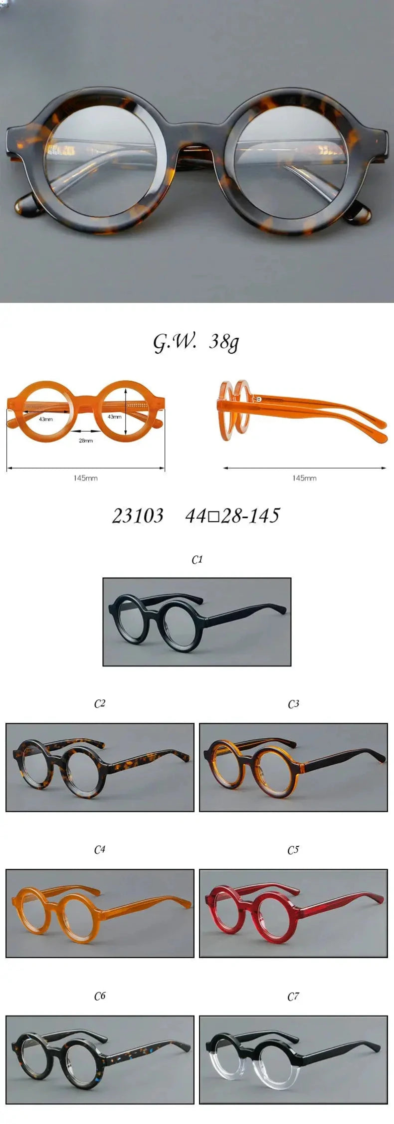 Unisex Round Full Rim Acetate Reading Glasses 623103 — view 2 | Rx Spectacle