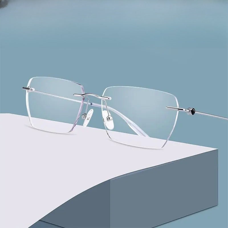 Unisex Square Rimless Alloy Prescription Glasses 0621 — view 1 | Rx Spectacle