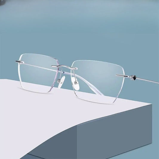 Unisex Square Rimless Alloy Prescription Glasses 0621 — view 1 | Rx Spectacle