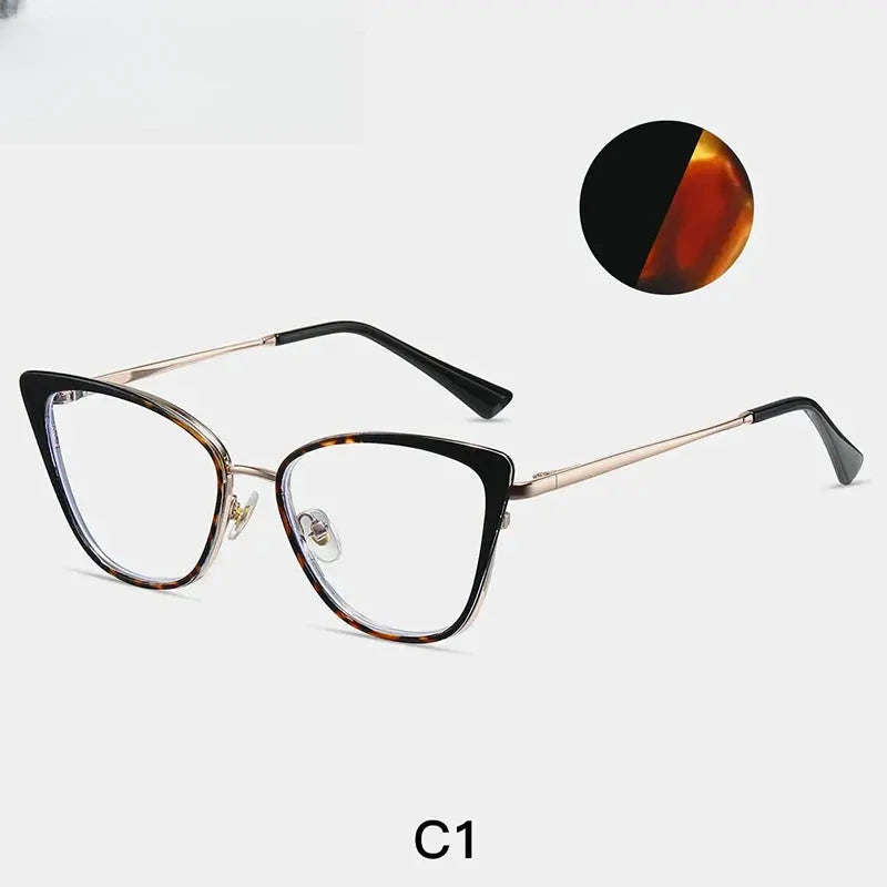Women's Cat Eye Full Rim Titanium Prescription Glasses 87262 — view 3 | Rx Spectacle