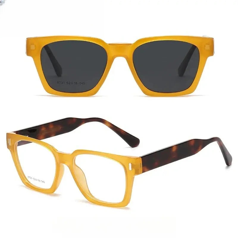 Unisex Square Full Rim Acetate Clip-On Prescription Glasses 938731 — view 5 | Rx Spectacle