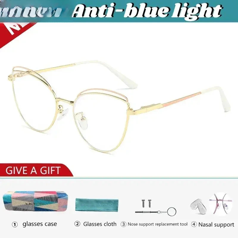 Women's Cat Eye Full Rim Alloy Reading Glasses 49745 — view 10 | Rx Spectacle