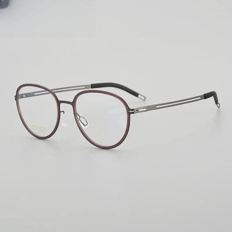 Women's Oval Full Rim Titanium Prescription Glasses 68106 — view 5 | Rx Spectacle