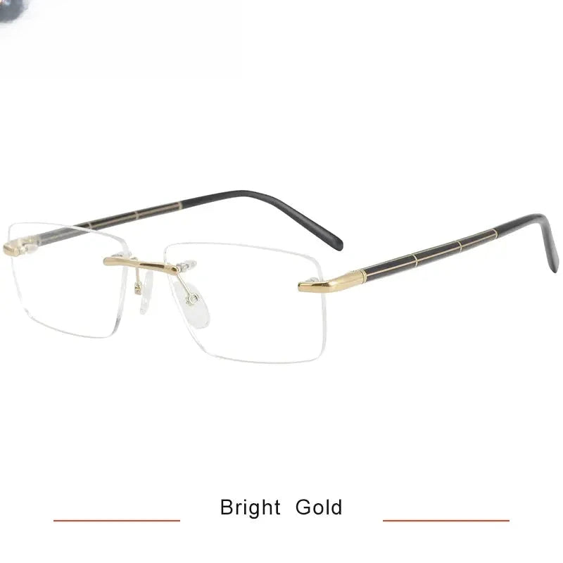 Unisex Polygon Rimless Titanium Prescription Glasses 716059 — view 5 | Rx Spectacle