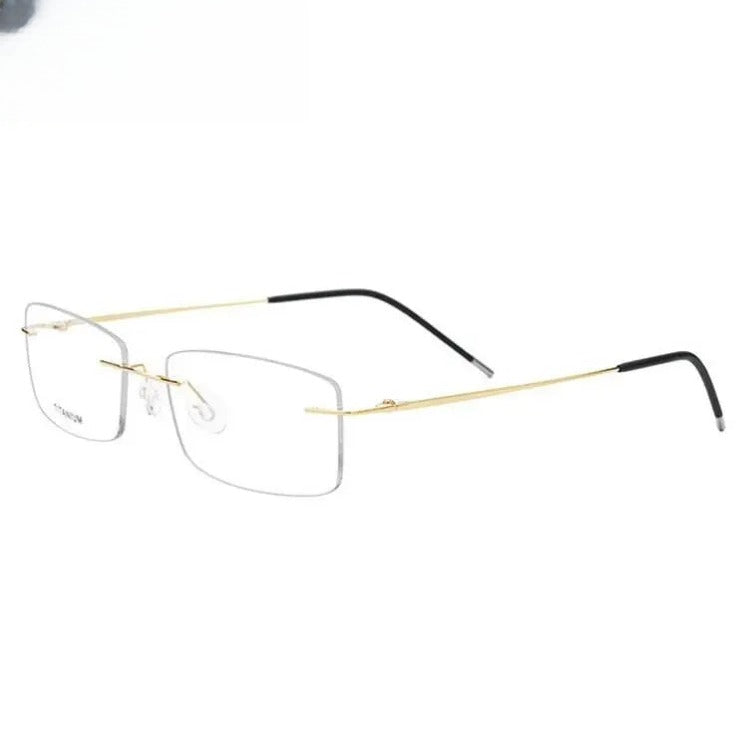 Men's Rectangular Rimless Titanium Prescription Glasses 3127 — view 10 | Rx Spectacle