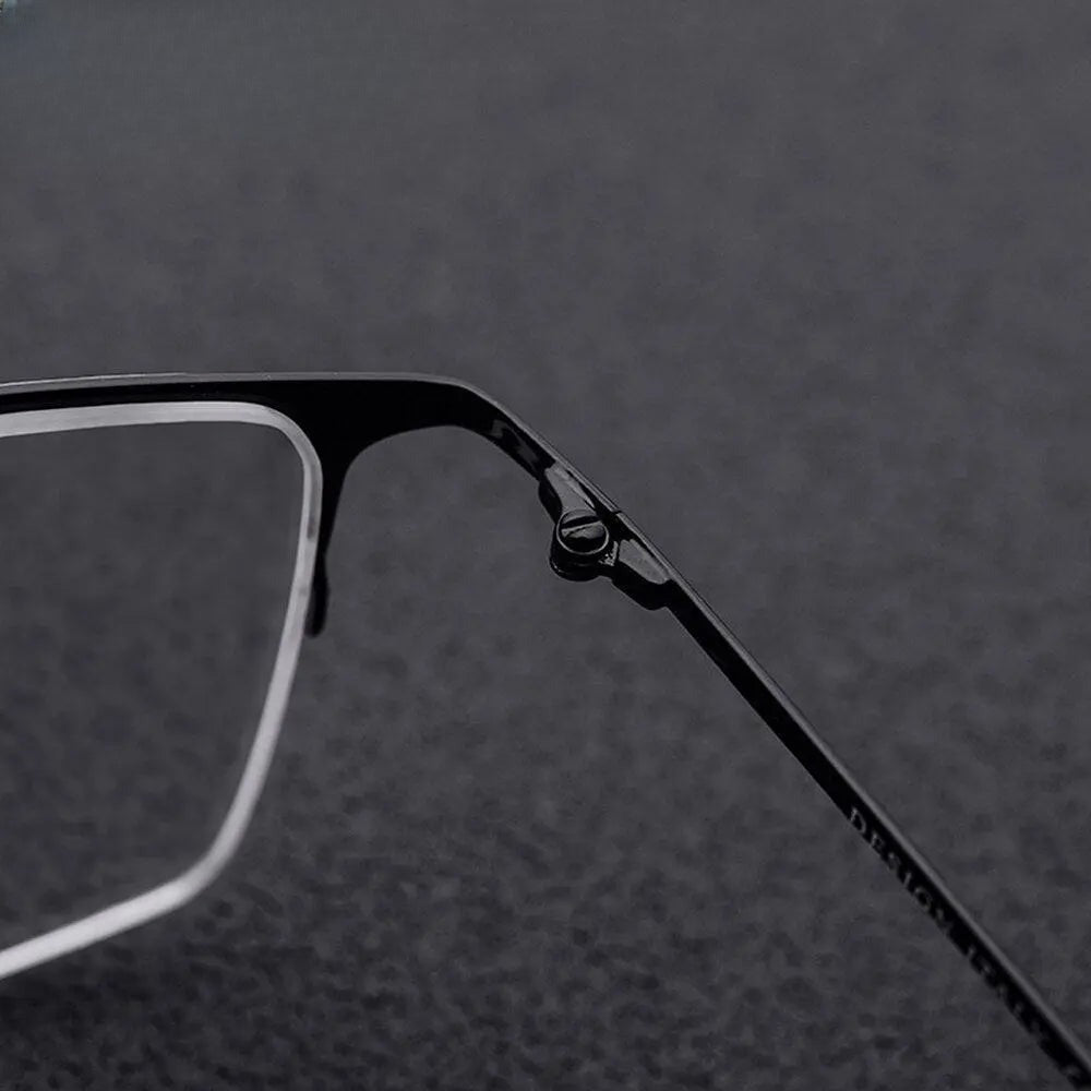 Men's Square Semi-Rimless Titanium Prescription Glasses 2611 — view 3 | Rx Spectacle