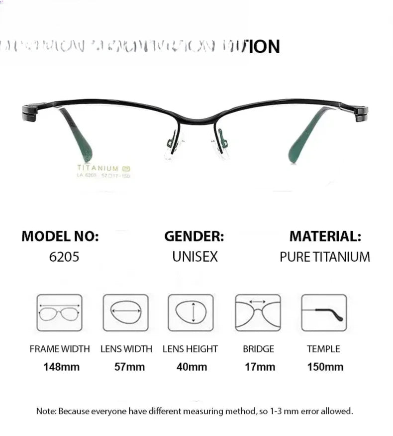 Men's Browline Semi-Rimless Titanium Prescription Glasses 62058 — view 3 | Rx Spectacle