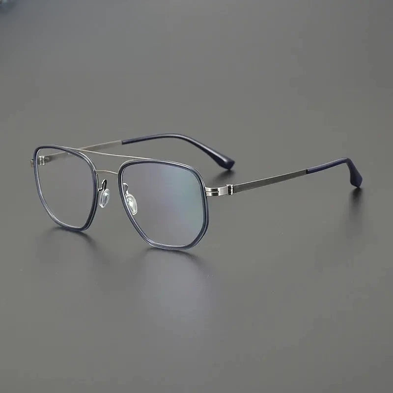 Unisex Square Full Rim Titanium Double Bridge Prescription Glasses 31567 — view 9 | Rx Spectacle