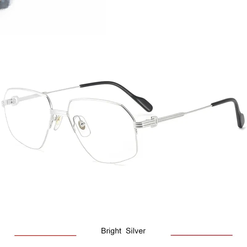Unisex Oval Semi-Rimless Titanium Prescription Glasses 420285 — view 4 | Rx Spectacle