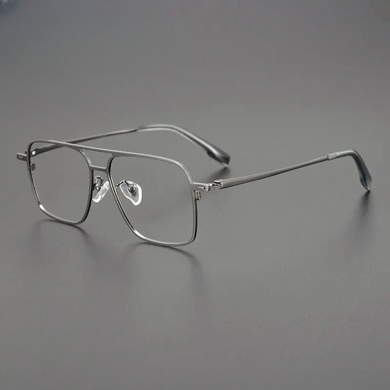 Unisex Square Full Rim Titanium Double Bridge Prescription Glasses Gxyj1115 — view 7 | Rx Spectacle