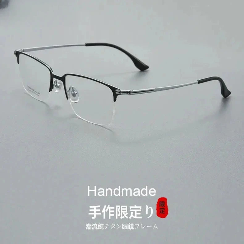 Unisex Square Semi-Rimless Titanium Reading Glasses V15119 — view 2 | Rx Spectacle