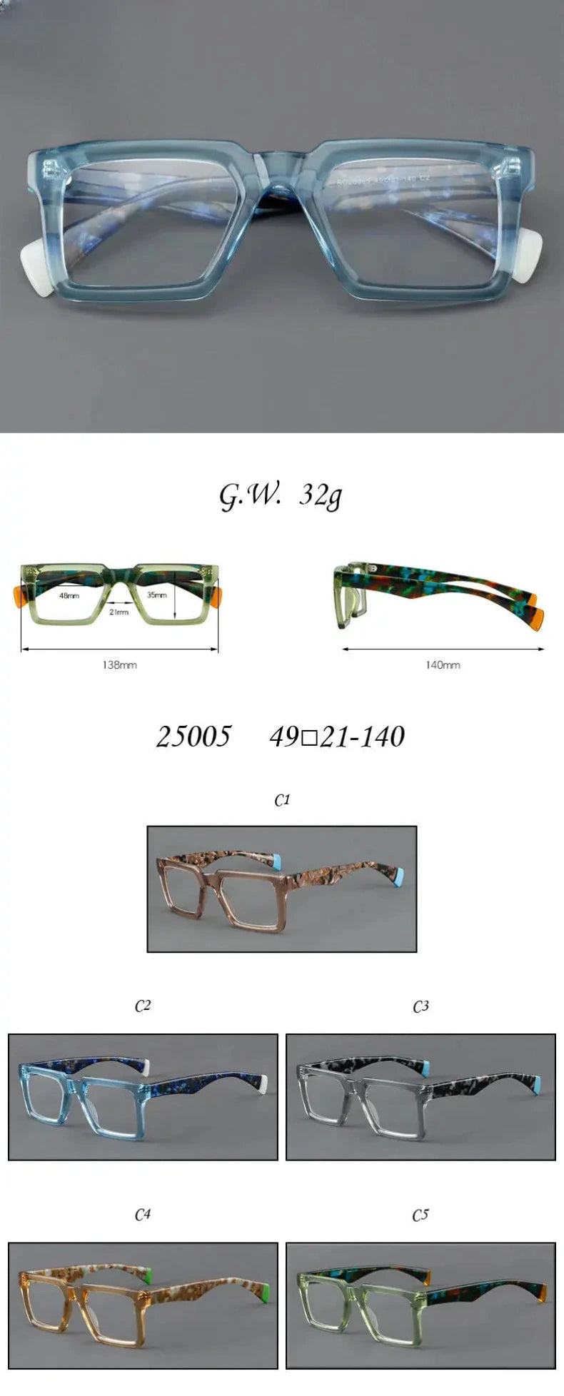 Women's Square Full Rim Titanium Reading Glasses 25005 — view 2 | Rx Spectacle