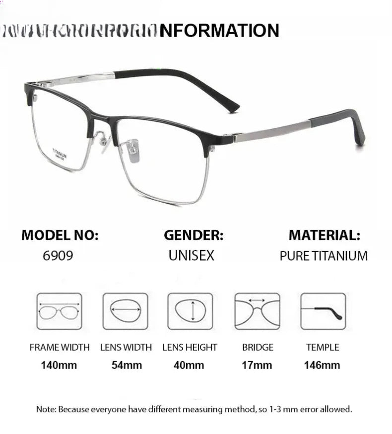 Men's Square Full Rim Titanium Prescription Glasses 406909 — view 2 | Rx Spectacle