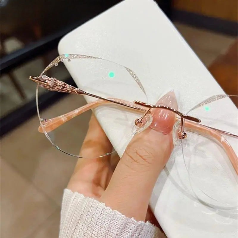 Women's Round Rimless Titanium Prescription Glasses 156 — view 3 | Rx Spectacle